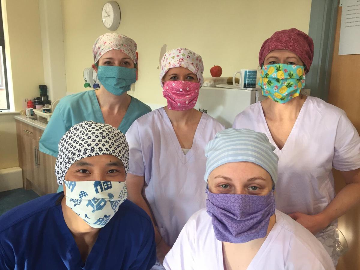 Scrub Caps in use by the physiotherapists